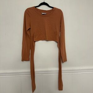 Burnt orange long sleeve crop top